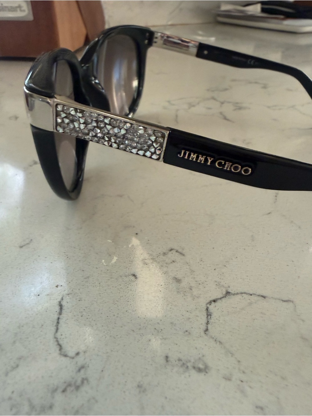 Jimmy Choo Women’s  Black Sunglasses with Crystal Accents